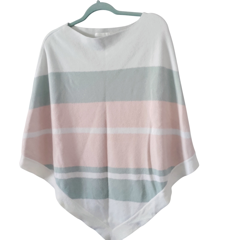 Barefoot Dreams CozyChic Ultra Lite Poncho OS Stripe Beach Resortwear
